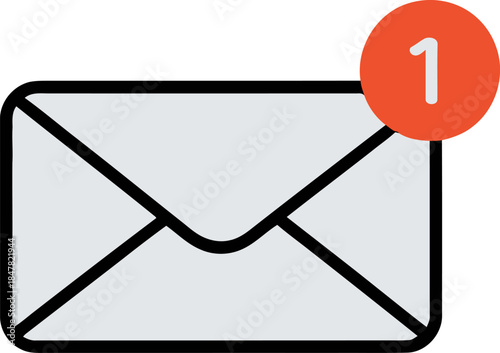 An unread email notification is displayed on a digital device.