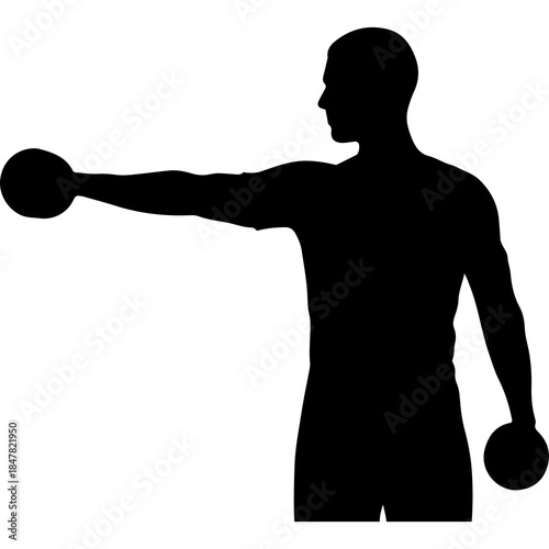 Shot put athlete silhouette with transparent background