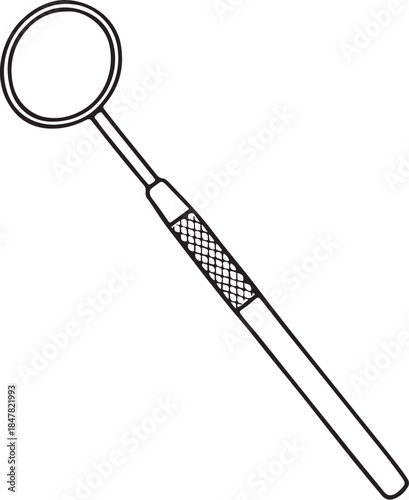 Line Art Dental Mirror Instrument Illustration.eps
