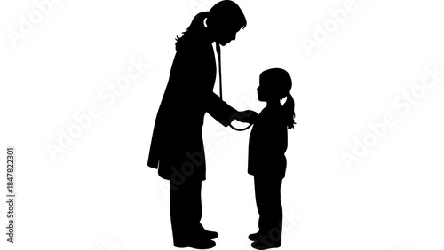 Doctor examining child with transparent background