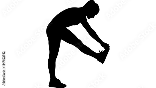 Woman stretching leg with transparent background