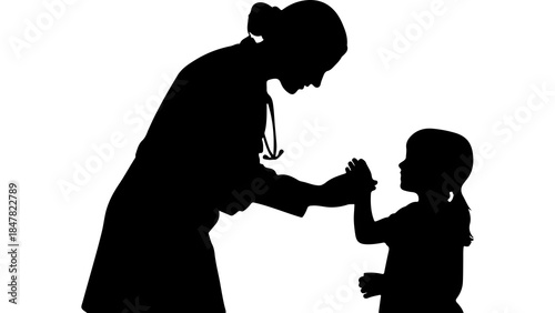 Mother and child connecting with transparent background