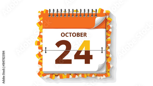 Vibrant autumn calendar page displaying October 24th with a festive candy corn border