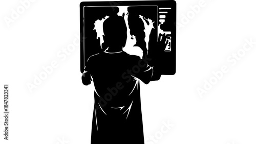 Radiologist examining x-ray with transparent background