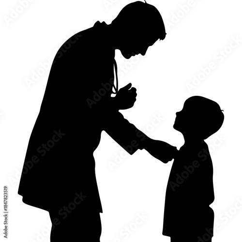 Doctor examining child with transparent background