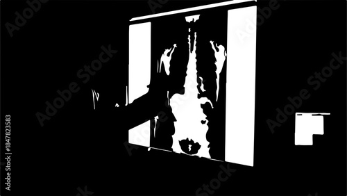 Abstract figure with arms raised with transparent background