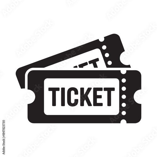 Black and white illustration of two movie tickets one partially covering the other