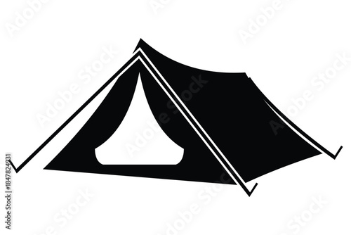 Camping and Circus Tent Icon Set – Black and White Vector Illustrations, Silhouette and Line Art, Shelters, Canvas Designs