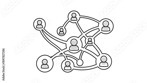 Network of interconnected social connections representing community linkage and communication