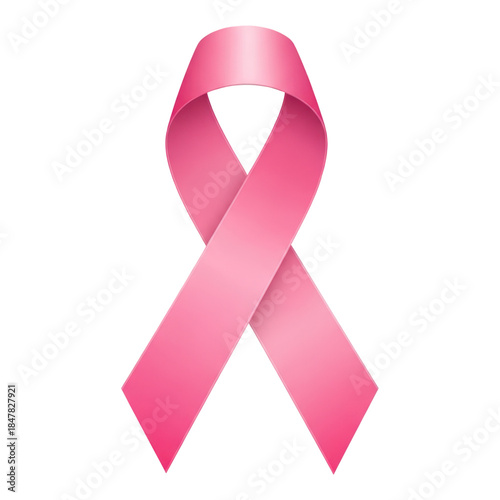 Pink ribbon symbolizing breast cancer awareness isolated on transparent background
