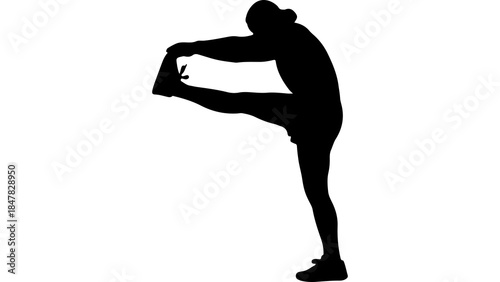 Athlete stretching leg with transparent background