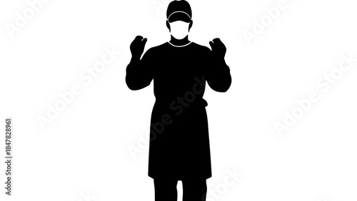 Surgeon in surgical gown with transparent background