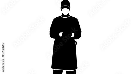 Surgeon in protective wear with transparent background