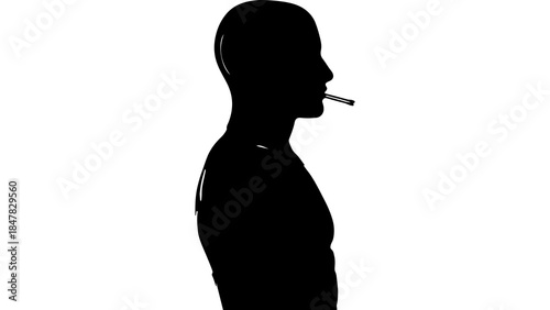 Man profile with swab test with transparent background