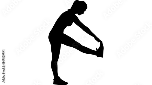 Woman stretching leg with transparent background