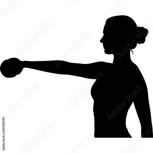 Female discus thrower silhouette with transparent background