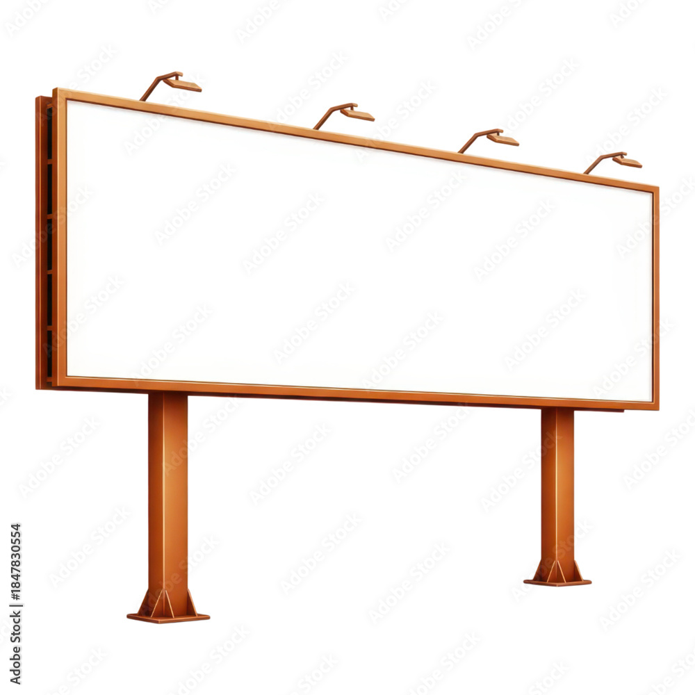 Obraz premium Large blank billboard sign on metal stand isolated on transparent background