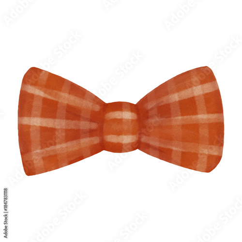 Watercolor red ribbon bow illustration for gift, Christmas, decoration and holiday festive design