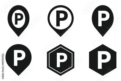 Parking sign with white letter p, traffic and road symbol, urban street design, icon for transportation and public spaces, isolated on white background