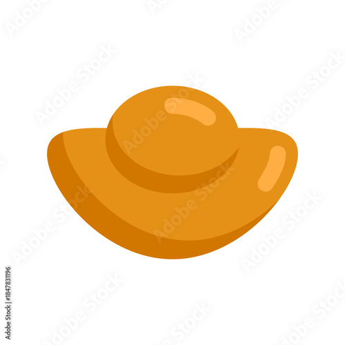 Minimal golden Chinese gold ingot icon symbolizing wealth, fortune, and prosperity for Lunar New Year and Chinese New Year celebrations, suitable for digital and graphic design