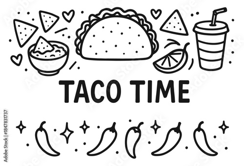 Taco time: delicious tacos, nachos, salsa, and refreshing drink celebration