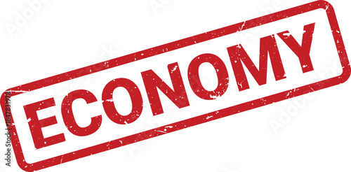 Red Economy Stamp With Worn Texture Isolated on White Background, Concept of Economics