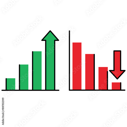 Financial Growth and Decline: Conceptual image depicting the fluctuation of financial performance with upward and downward trends represented by distinct chart representations.