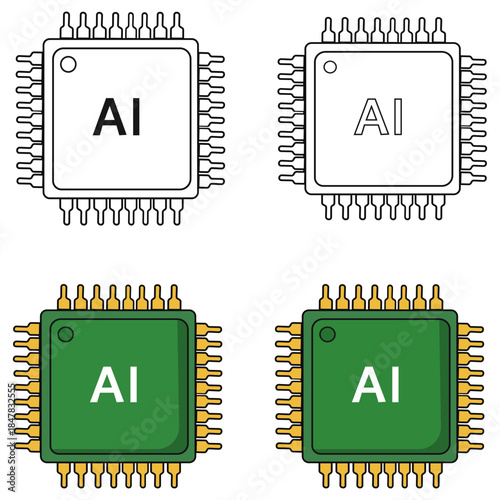 AI Chip Illustration: A stylized illustration showcases a series of AI chips, symbolizing the core of artificial intelligence. It shows technology advancements.