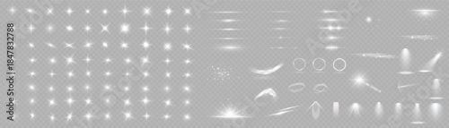 Mixed Light Effects Collection – Starbursts, Flares, Orbs, and Spotlights on Transparent Background