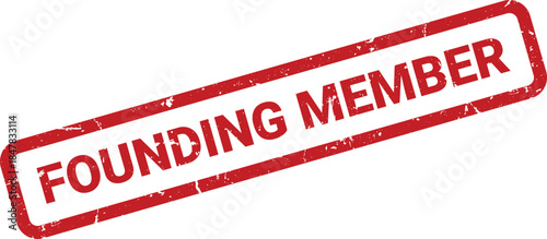 Red Founding Member Rubber Stamp on White Background Seal of Achievement and Legacy