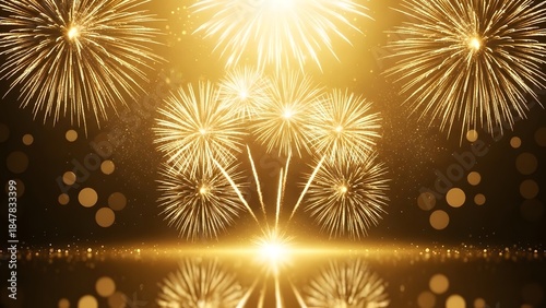 Elegant Fireworks Display with Symmetry, Glow, and Bokeh for Holiday Celebrations
