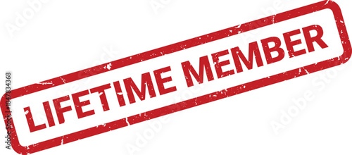 Red Ink Lifetime Member Rubber Stamp Impression on White Background