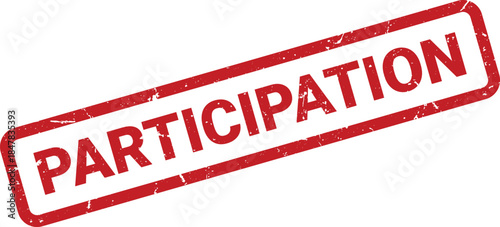 Red Participation Rubber Stamp on a White Background Indicating Involvement and Engagement