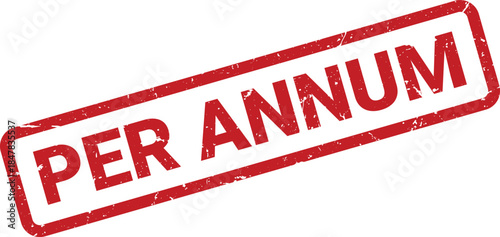 Red Distressed Per Annum Stamp Illustration on White Background for Financial or Legal Use