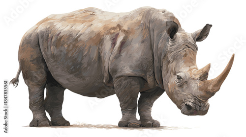 Vector illustration of a rhino isolated on a white background