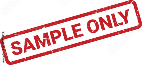 Distressed Red Sample Only Stamp on White Background, Isolated Element