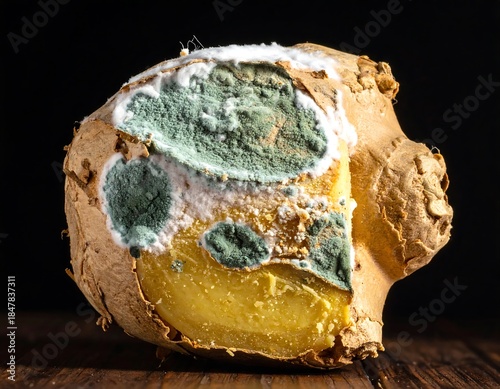 Rotten Ginger Root with Mold Closeup.