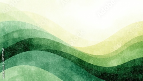 Abstract undulating watercolor waves in varying shades of green and yellow, perfect for calm, natural, or organic themed presentations.