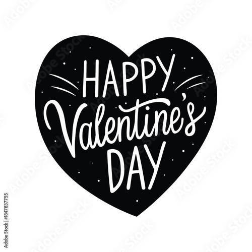 Happy Valentine's Day romantic heart shape design with lovely typography