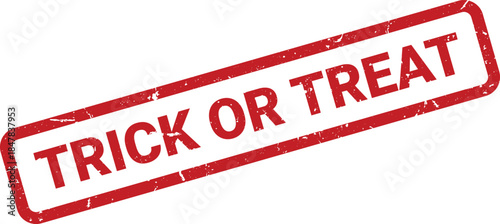 Grunge Red Rubber Stamp with Trick or Treat Text on Isolated White Background