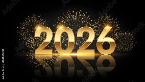A glamorous New Year’s Eve celebration scene featuring golden 