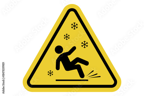 Bild auf Leinwand Snow Warning Sign Winter yellow storm warning road sign during heavy snow and blizzard conditions