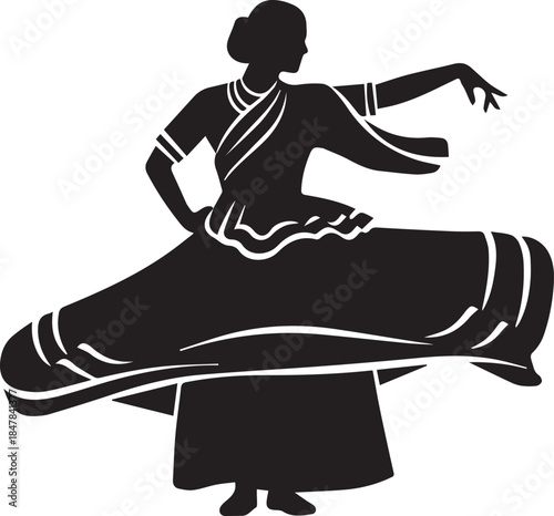 Silhouette of a woman performing a traditional indian dance
