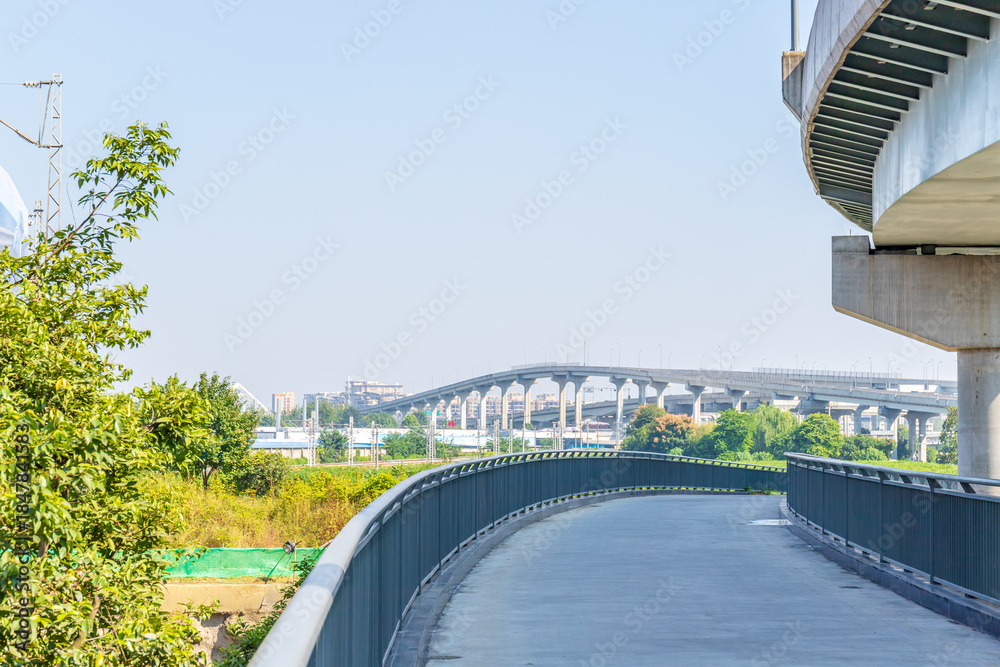 Fototapeta premium The Blue Sky Overpass in Chengdu, Sichuan Province, China