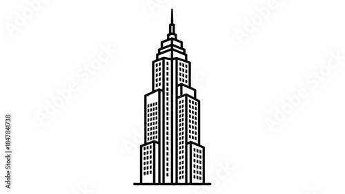 Iconic skyscraper building with sleek modern architecture, Generative AI.