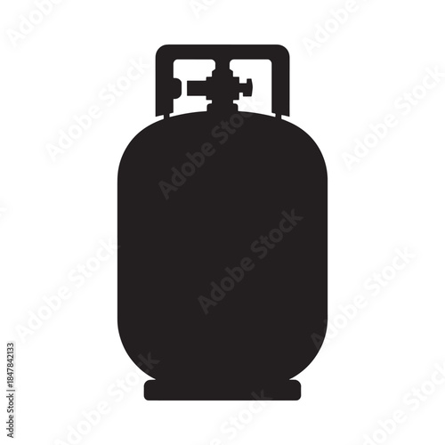 A black silhouette illustration of a propane tank commonly used for grilling