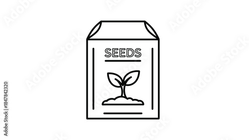 Seed packet with sprouting plant for gardening and growth, Generative AI.