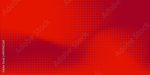 Modern red and crimson pop art background with halftone dots in comic style, vector illustration eps10