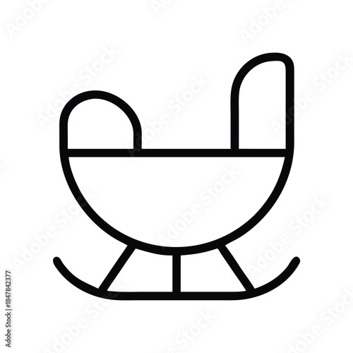 Baby Rocking Cradle Icon - Nursery and Infant Furniture Symbol
