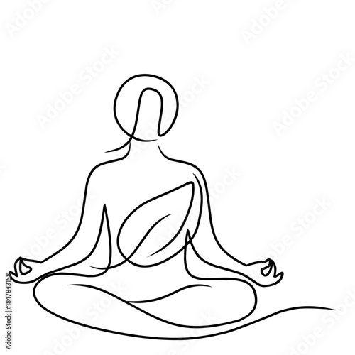 Meditating Person in Simple Line Art